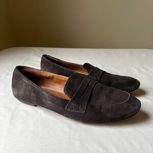 J. Crew Suede Leather Penny Loafer Flats Dark Brown Slip On Casual Women’s 8